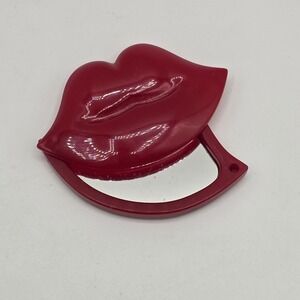 Vtg Lip Shaped Compact Pocket‎ Mirror By Blistex